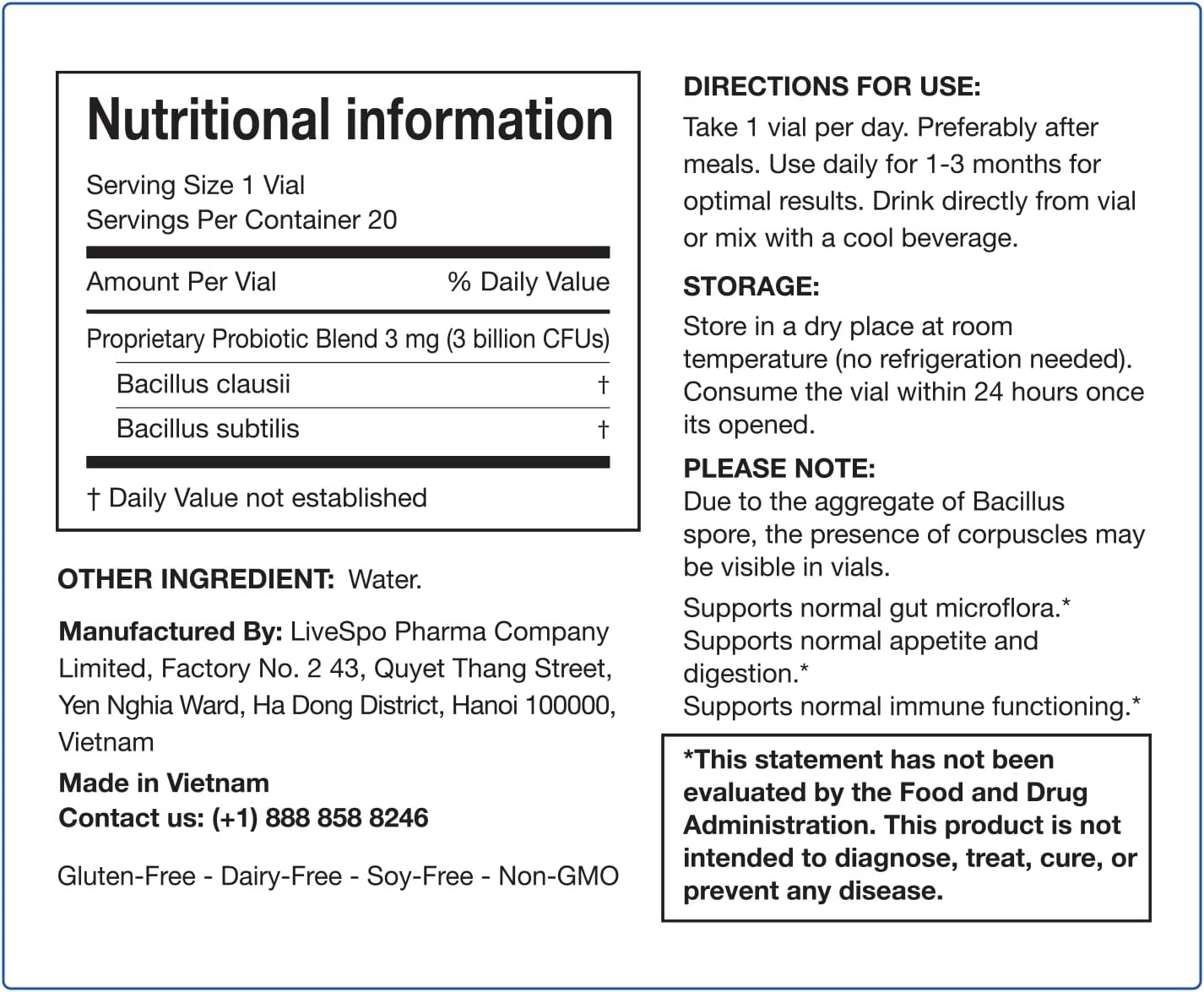 LiveSpo Colon Liquid Spore Probiotics - Convenient Liquid Probiotic Drink