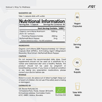 Organic Lion's Mane Mushroom 2100mg